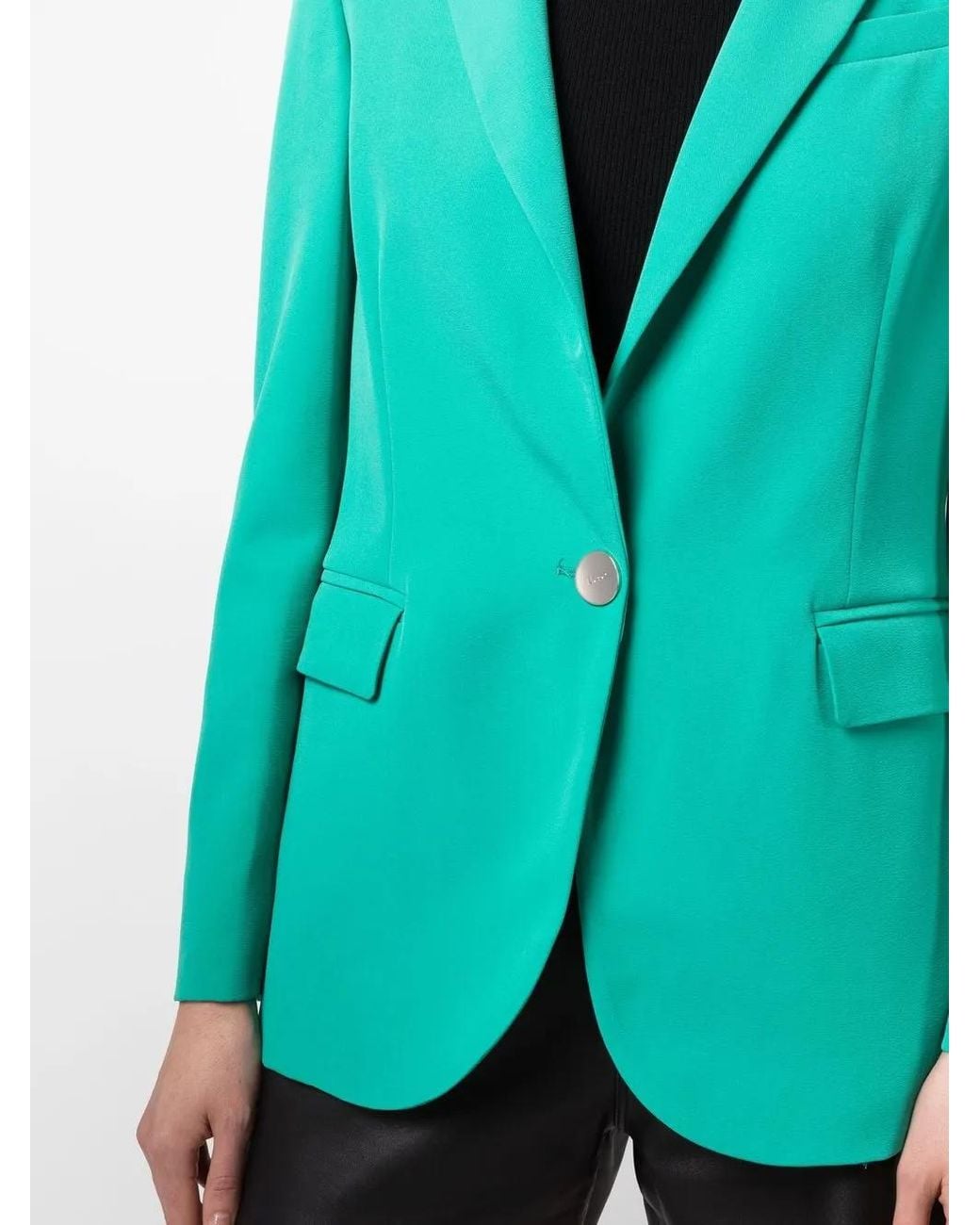 Liu Jo Green Peak-Lapels Single-Breasted Blazer