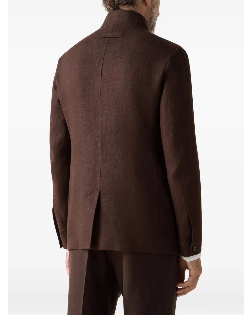 Zegna Brown Il Conte Oasi Lino Buttoned Jacket for men