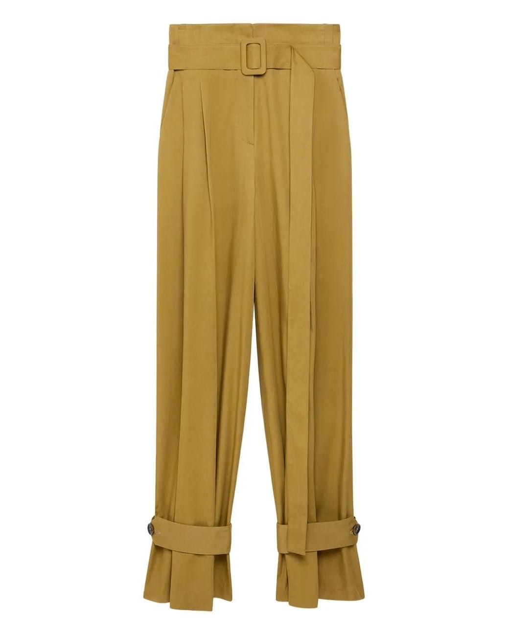 Another Tomorrow Yellow Pleated Trousers
