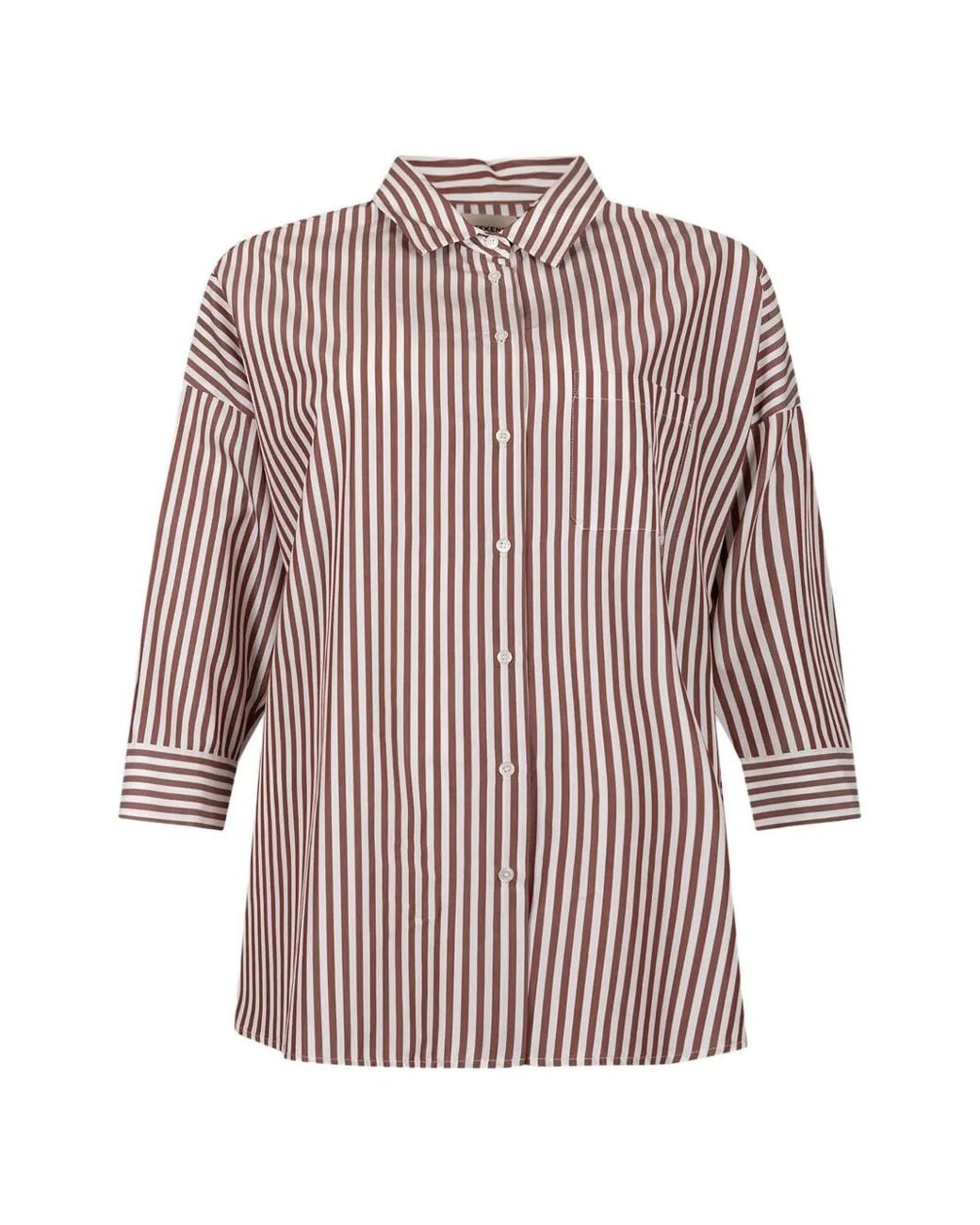 Weekend by Maxmara Brown Striped Cotton Shirt