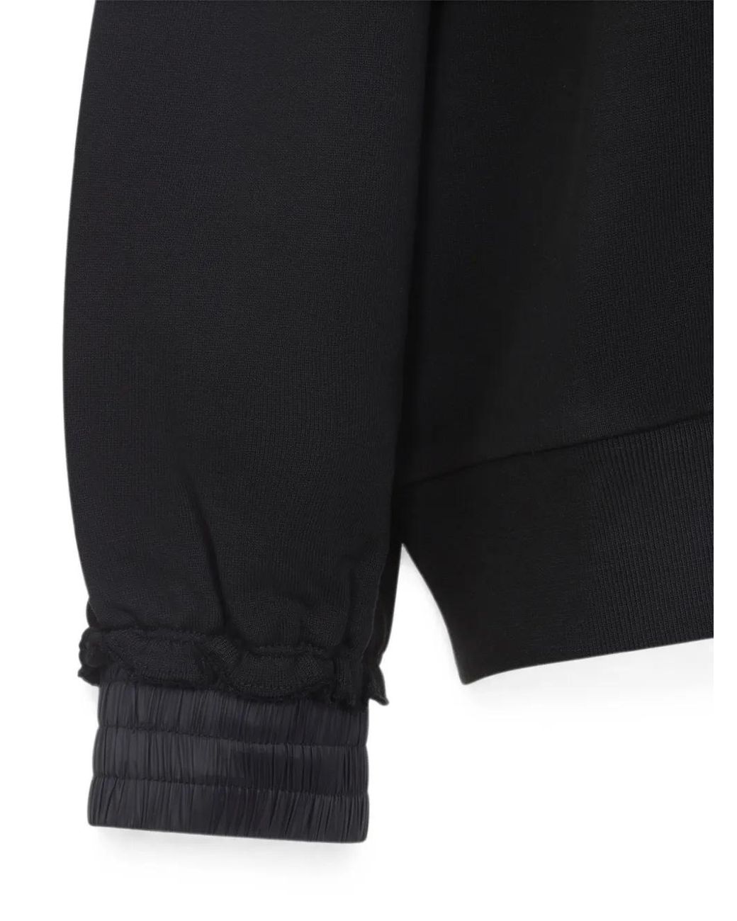 Moncler Blue Logo-Embroidered Ruffled-Cuff Sweater