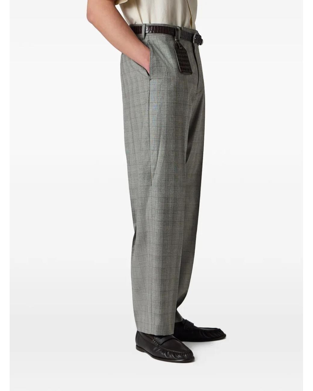 Paul Smith Gray Check-Pattern Relaxed-Fit Tailored Trousers for men