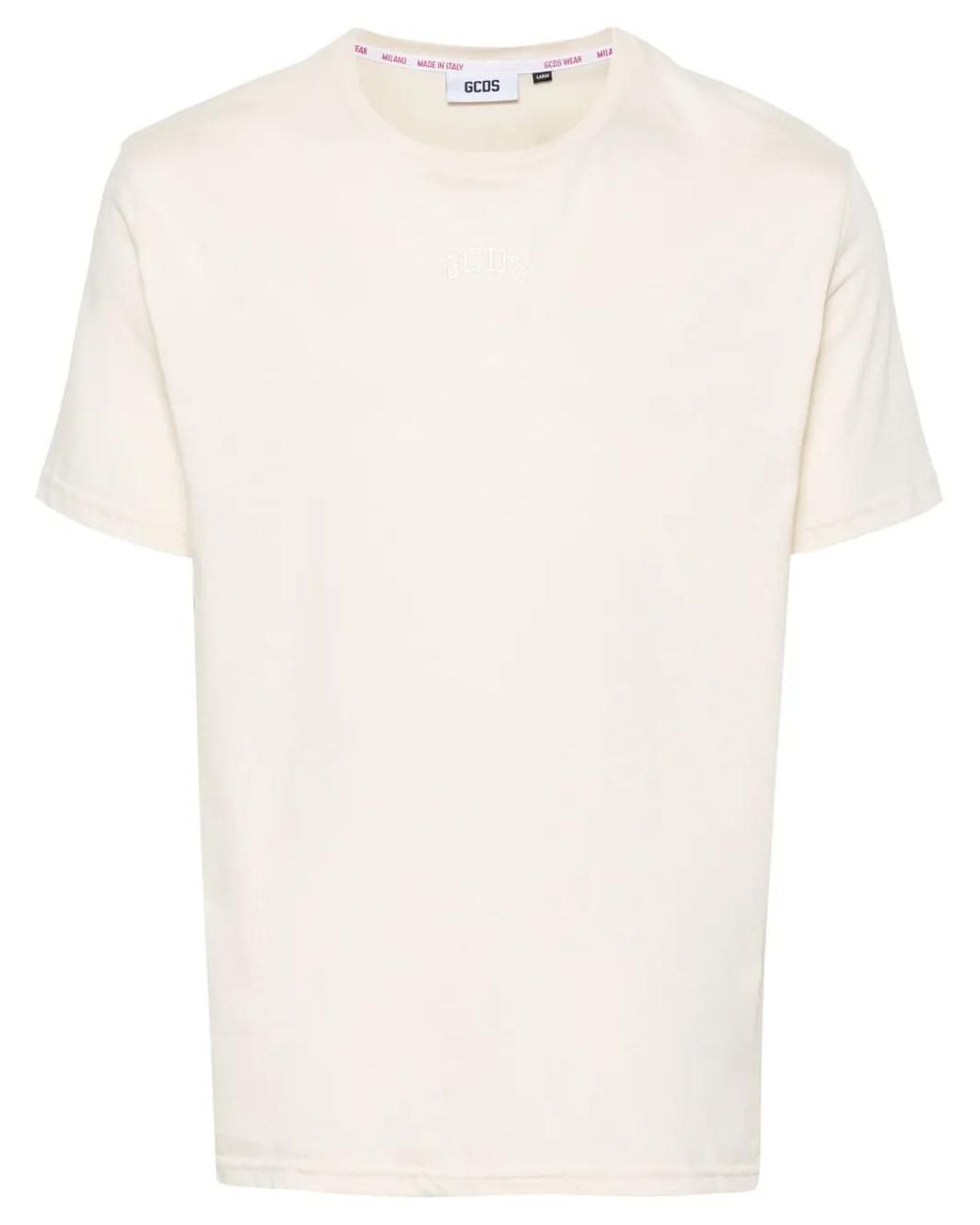 Gcds White Logo-Embroidered Cotton T-Shirt for men