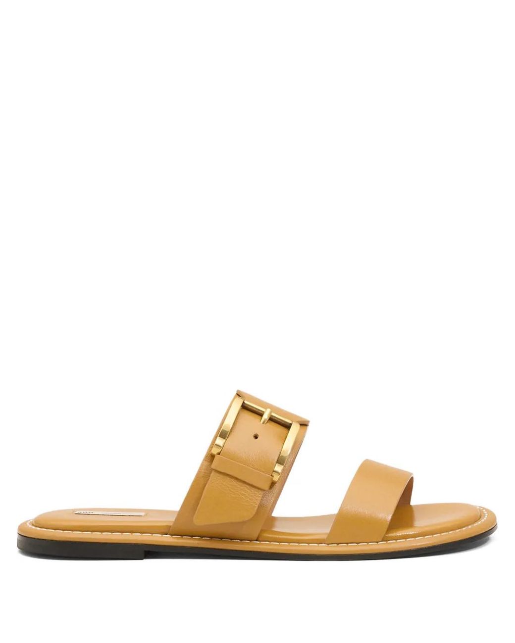 AMI Metallic Buckle-Detail Flat Sandals