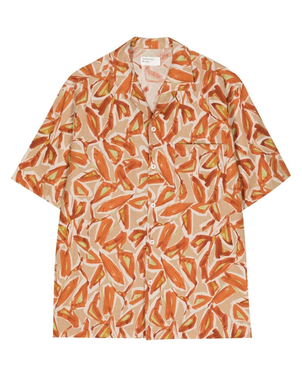 Universal Works Orange Chemise Artist Flower for men