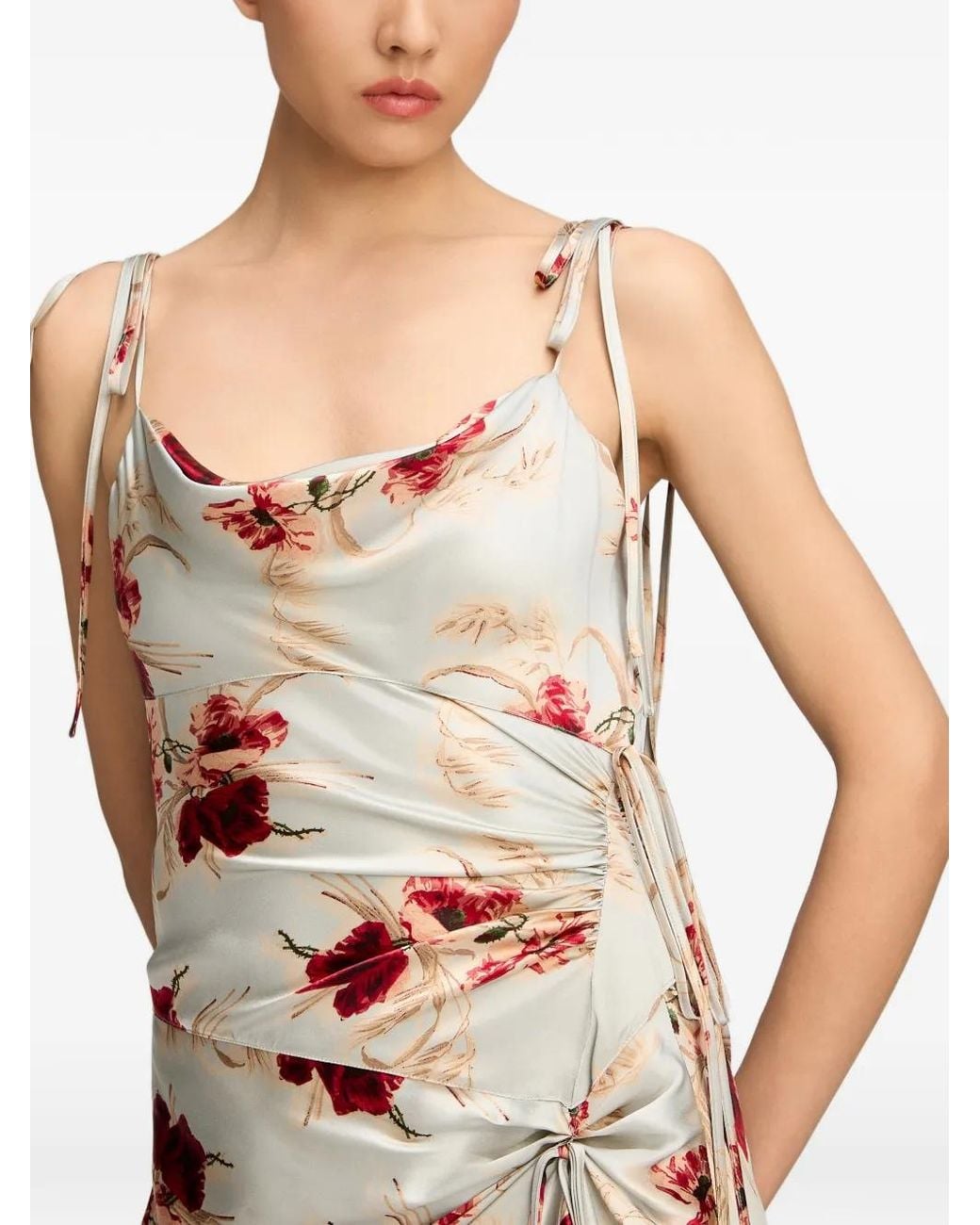 Cinq À Sept White Ambroisine Wilted Poppy Silk Maxi Dress