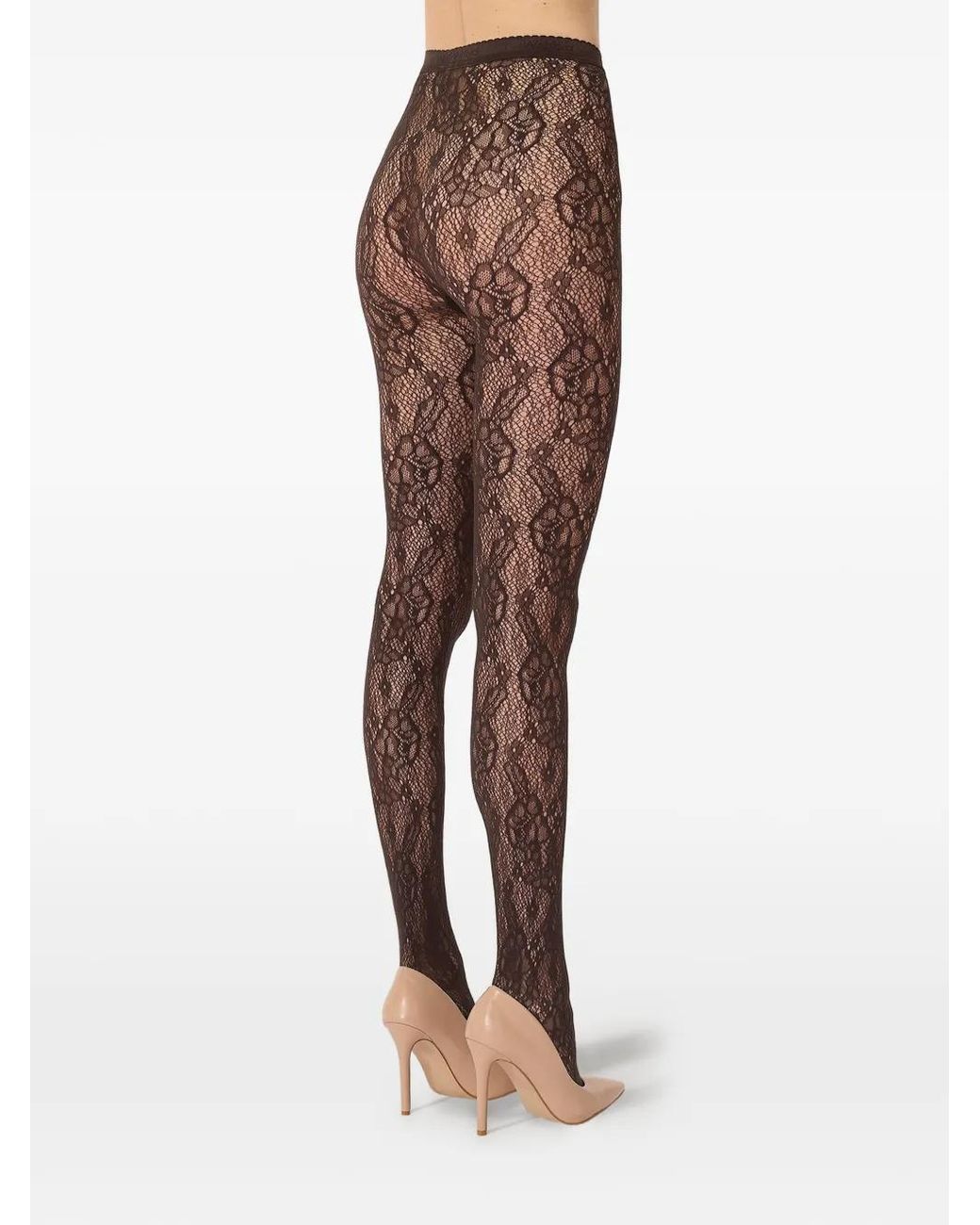 Wolford Natural Floral Lace-Mesh Tights