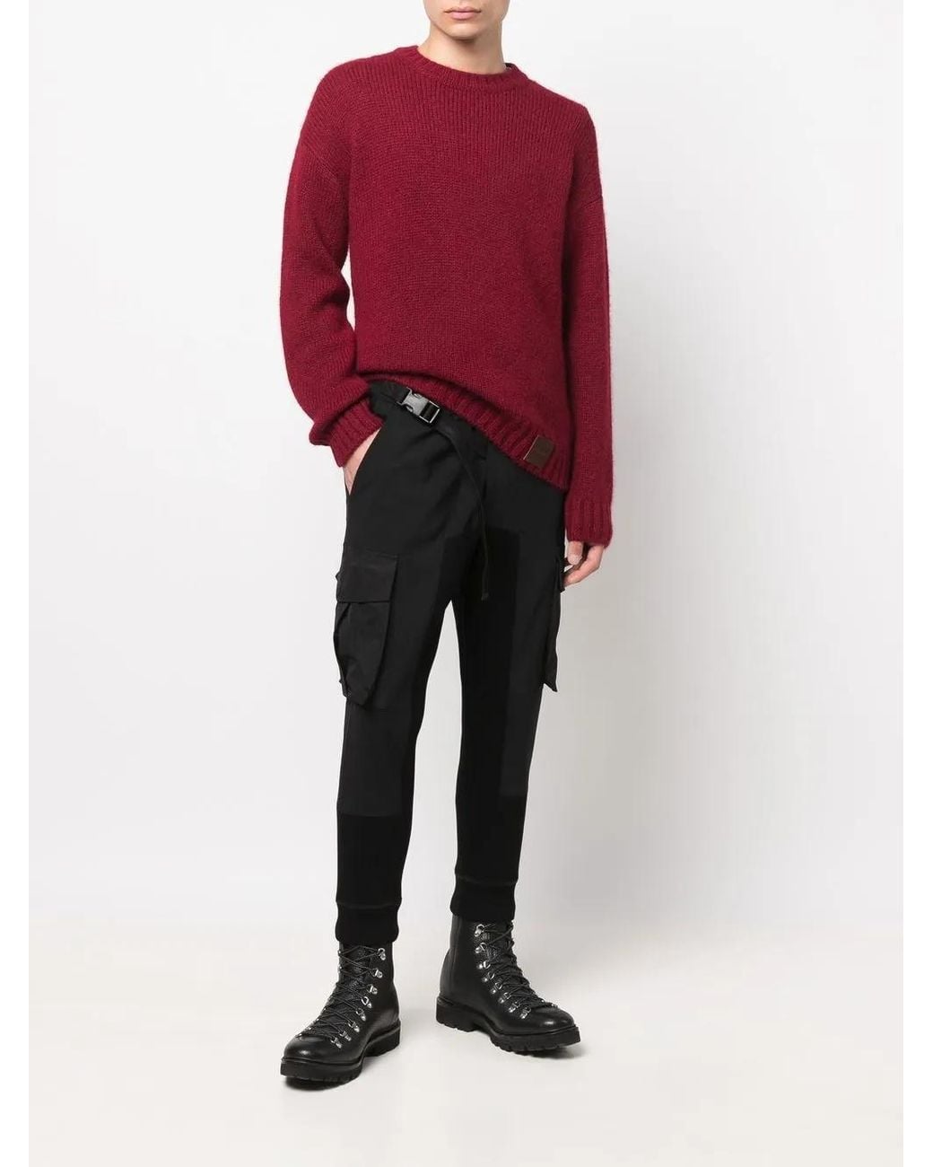 DSquared² Red Logo-Patch Knitted Jumper for men