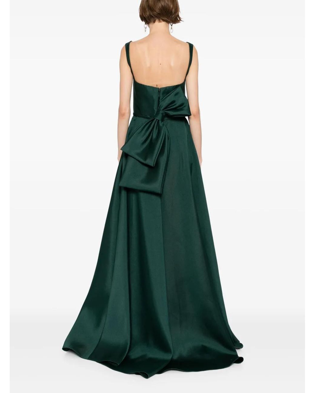 Amsale Green Square-Neck Gown