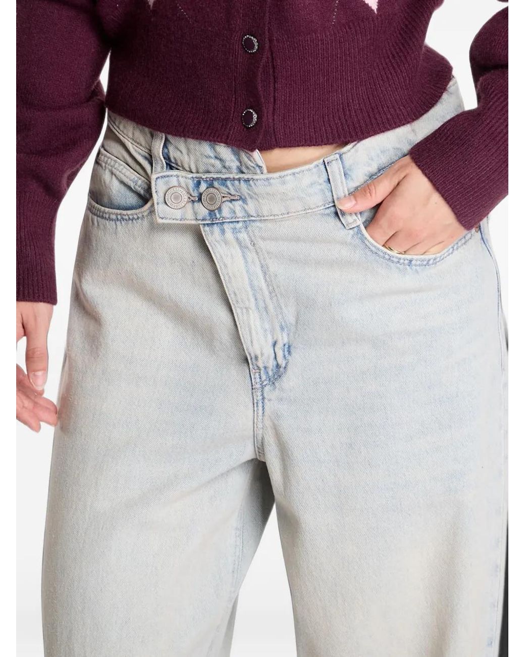 Guess White Jean Bellflower À Design Asymétrique