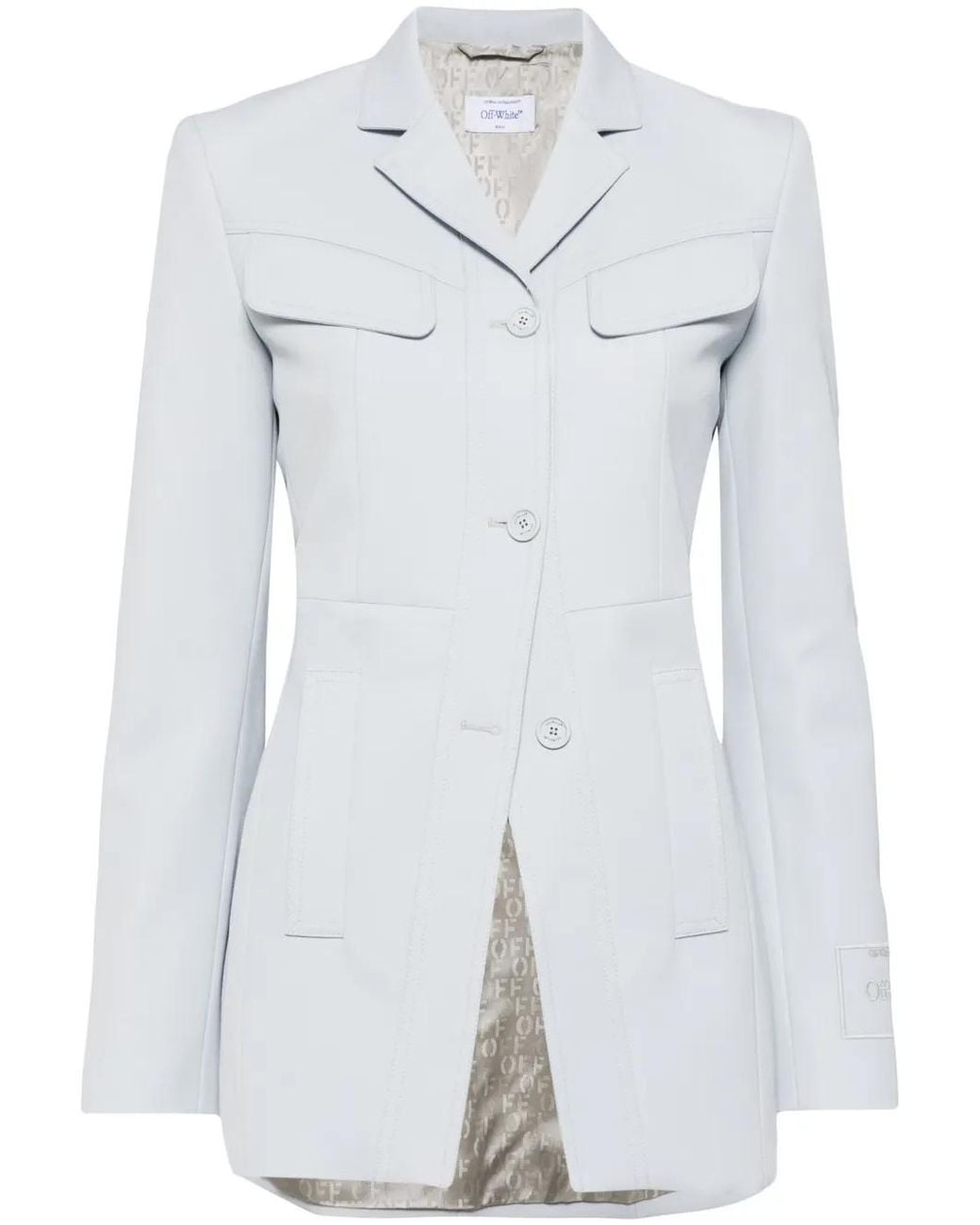 Off-White c/o Virgil Abloh Blue Logo-Embroidered Tailored Blazer