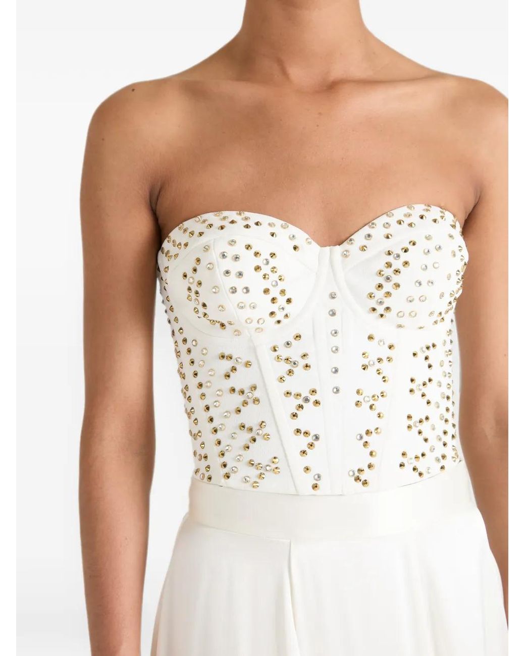 Temperley London White Oberon Stud-Embellished Corset Top