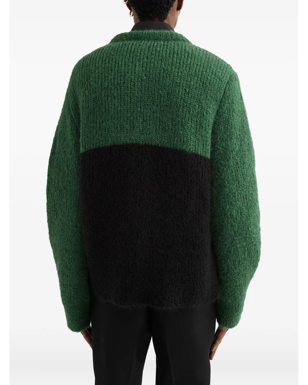 Jil Sander Green Colourblock Sweater for men