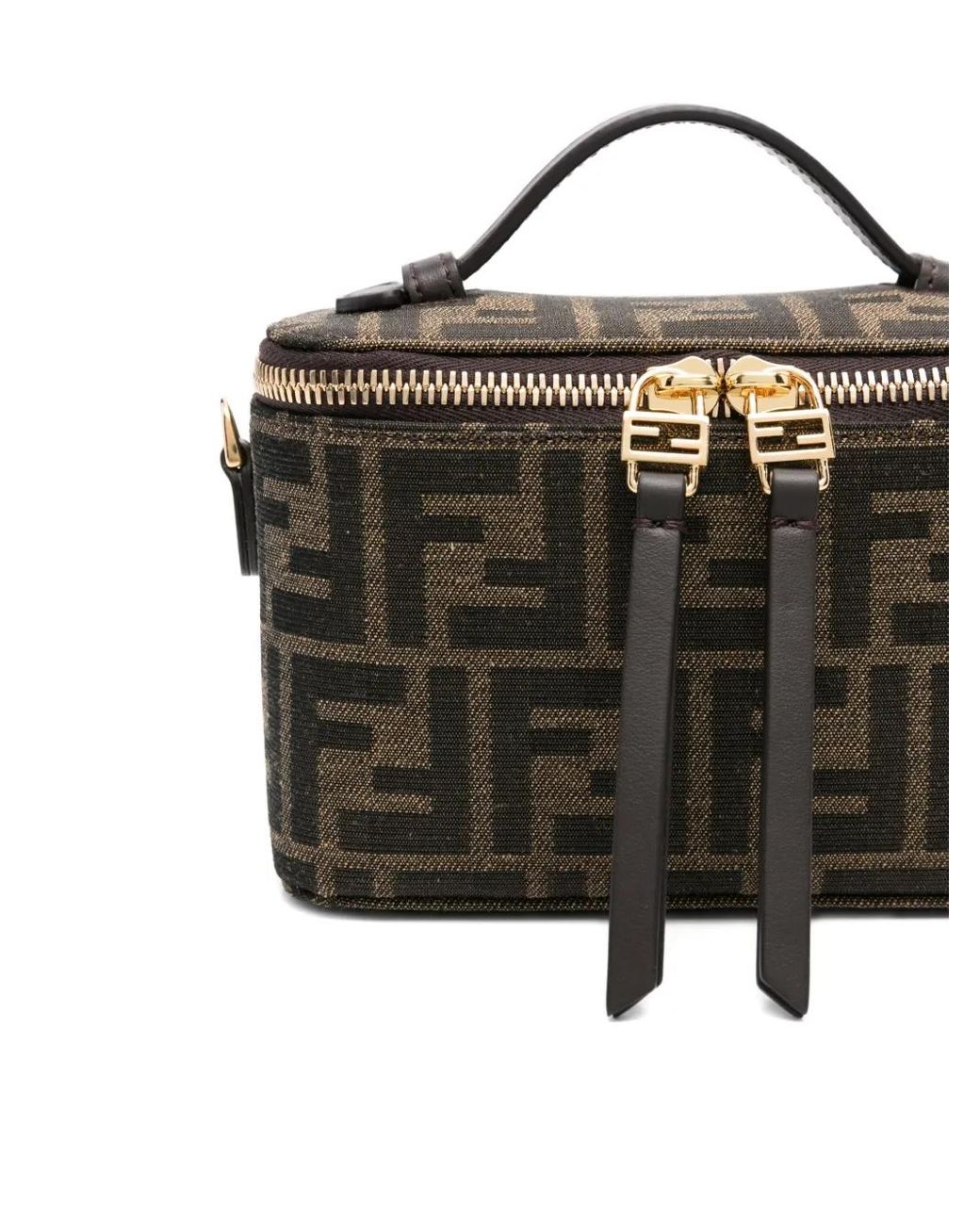 Fendi Black Vanity Ff-Pattern Top-Handle Mini Bag