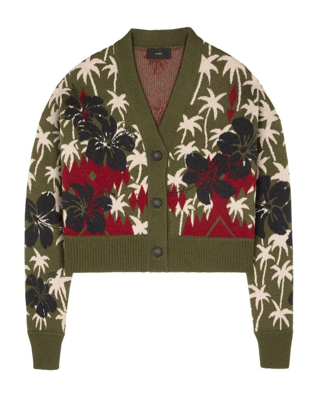 Alanui Green Hibiscus Bloom Cardigan