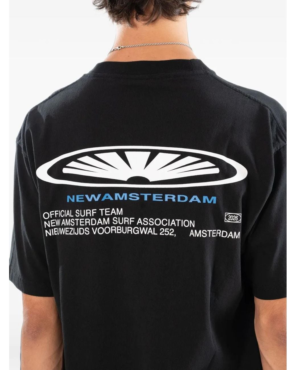 New Amsterdam Black Sharper Logo-Print T-Shirt for men