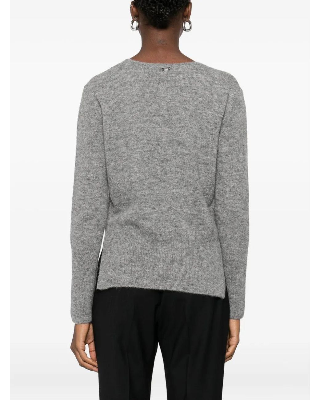 Herno Gray Round-Neck Long-Sleeve Sweater