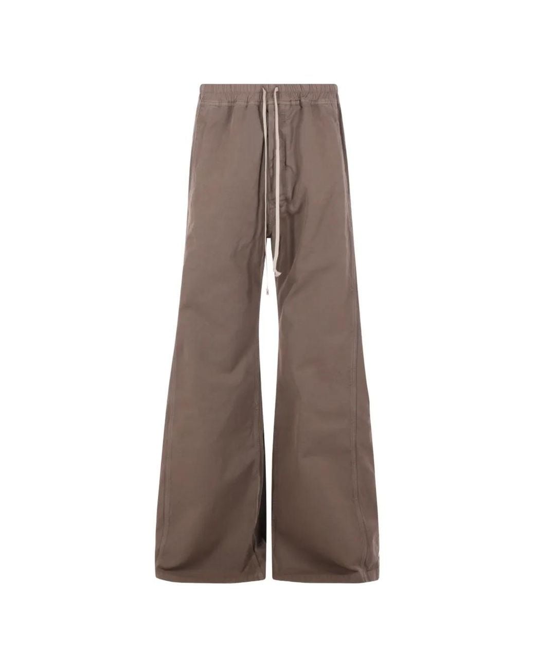 Rick Owens Brown Pusher Drawstring-Waist Wide-Leg Trousers for men