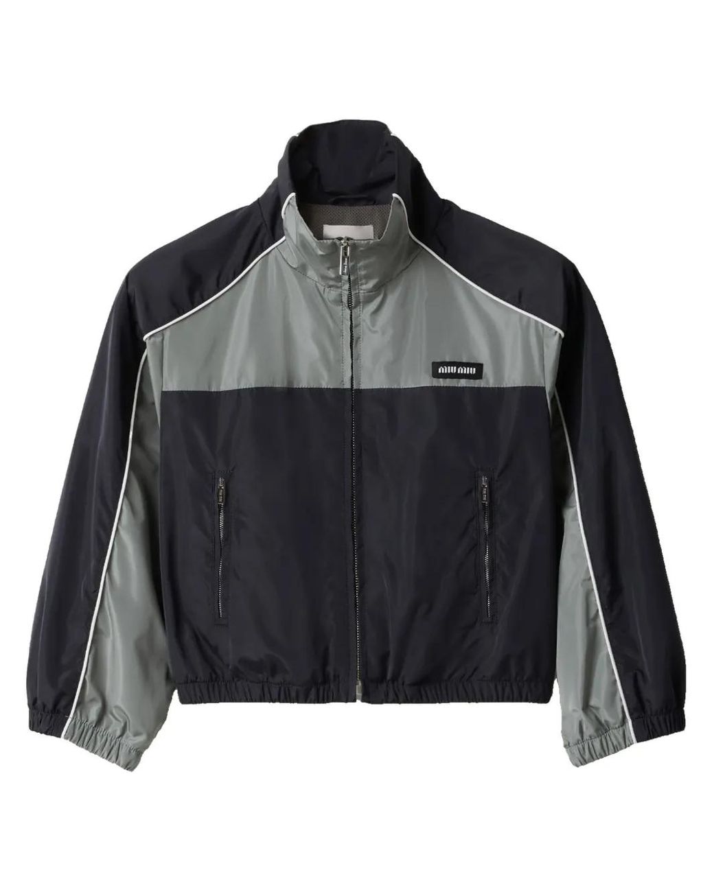 Miu Miu Black Technical Silk Zipper Blouson Jacket