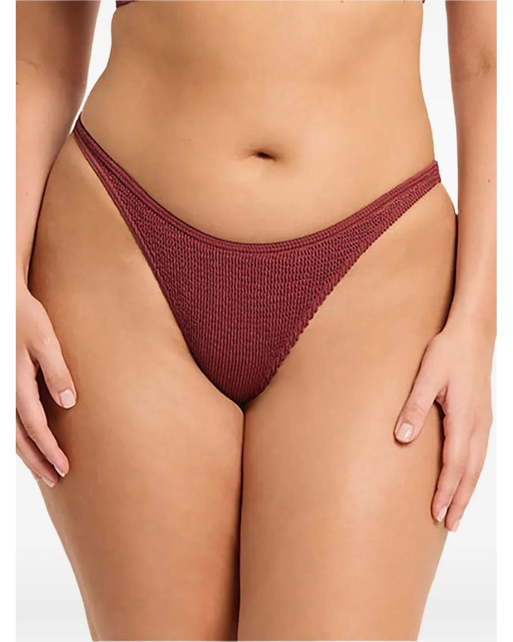 Bondeye Red Sinner Smocked Bikini Bottom