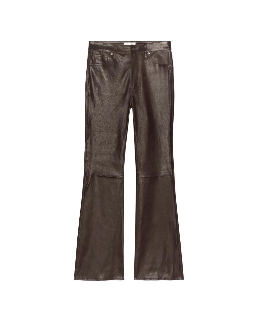 FRAME Brown The Leather Reboot Flared Trousers