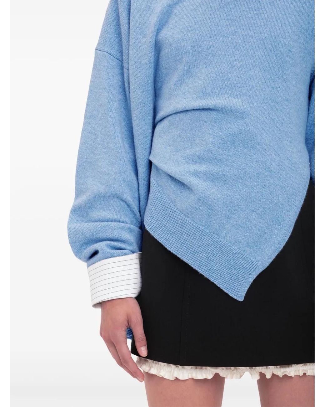 Victoria Beckham Blue Gathered-Detail Sweater