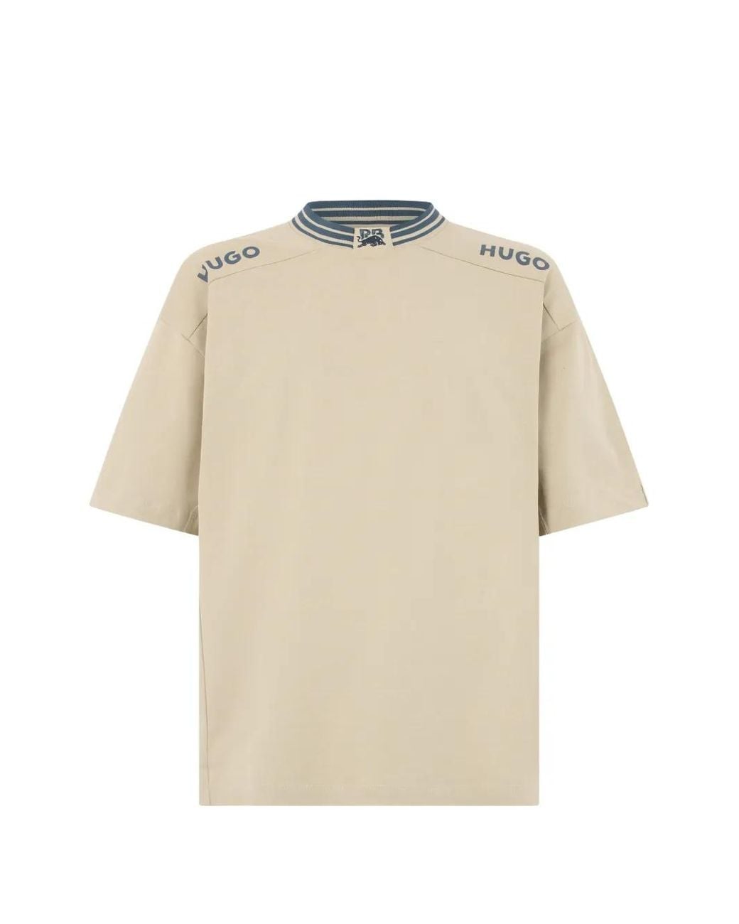 Boss Natural X Rb Logo-Print Striped-Trim T-Shirt for men