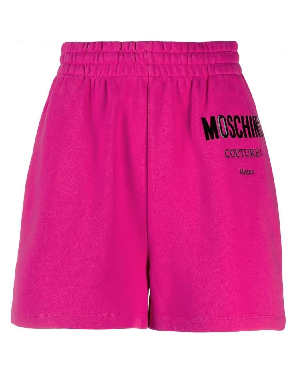 Moschino Pink Logo-Print Track Shorts