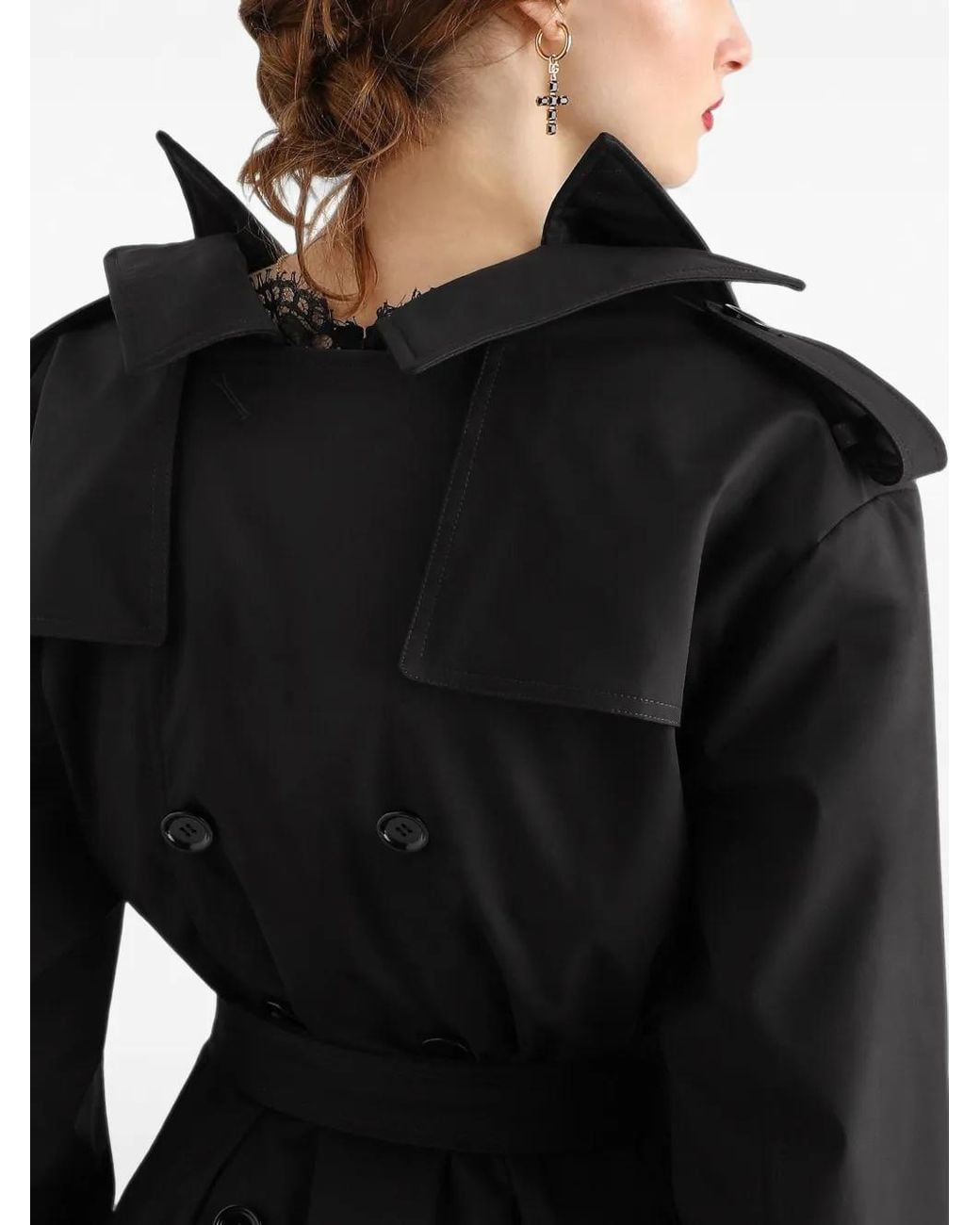 Dolce & Gabbana Black Double-Breasted Trench Coat