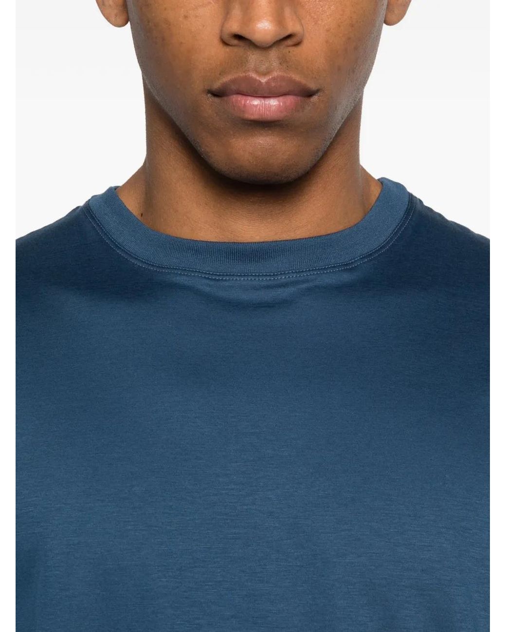 Kiton Blue Crew-Neck T-Shirt for men