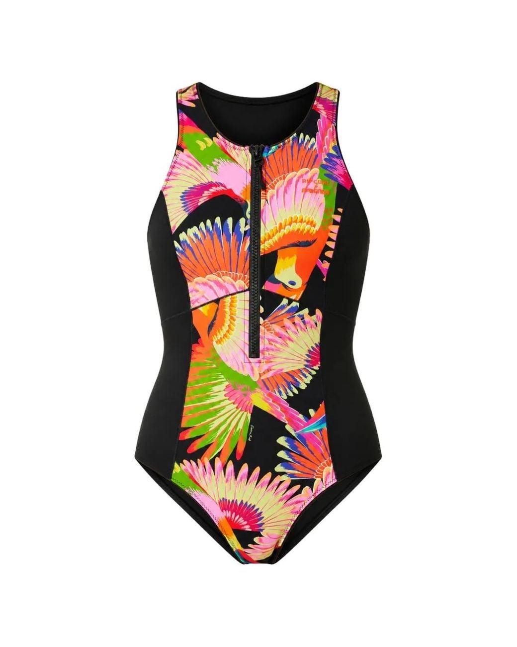 Rip Curl White Mirage Toucan-Print Front-Zip Swimsuit