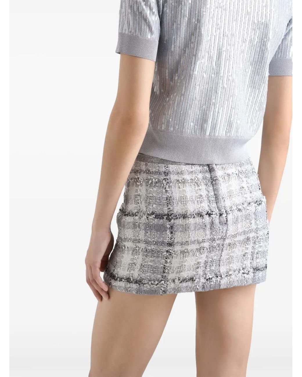 Dolce & Gabbana Gray Tweed Mini Skirt