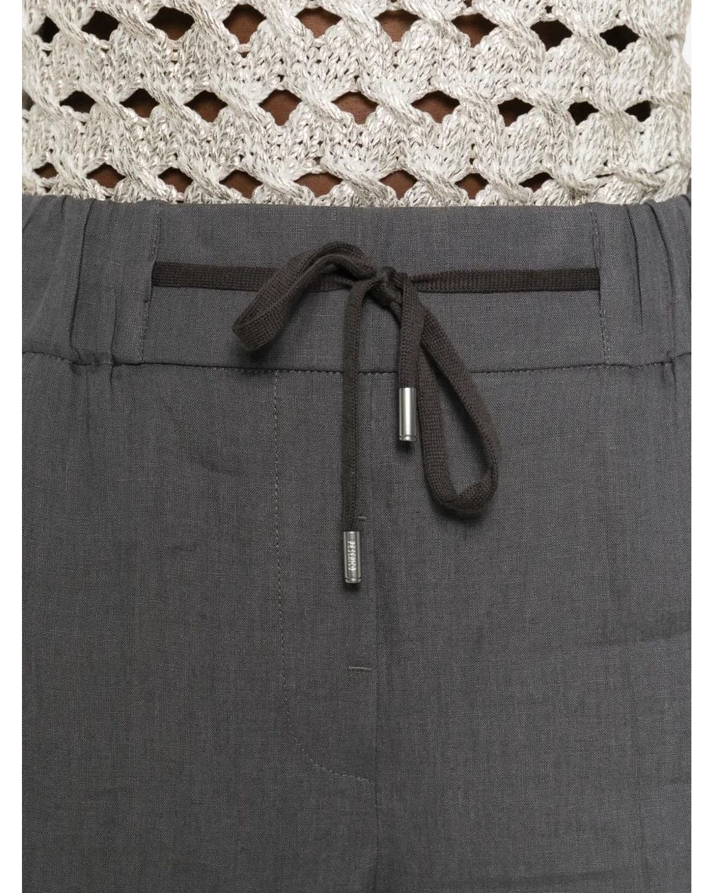 Peserico Gray Drawstring Trousers