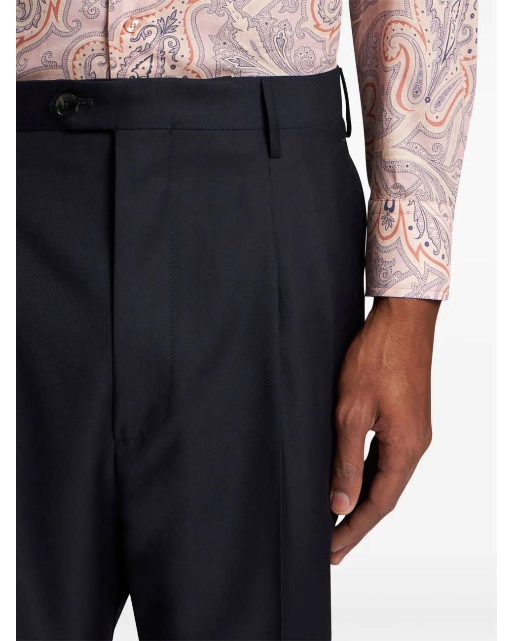 Etro Blue Pleated Trousers for men