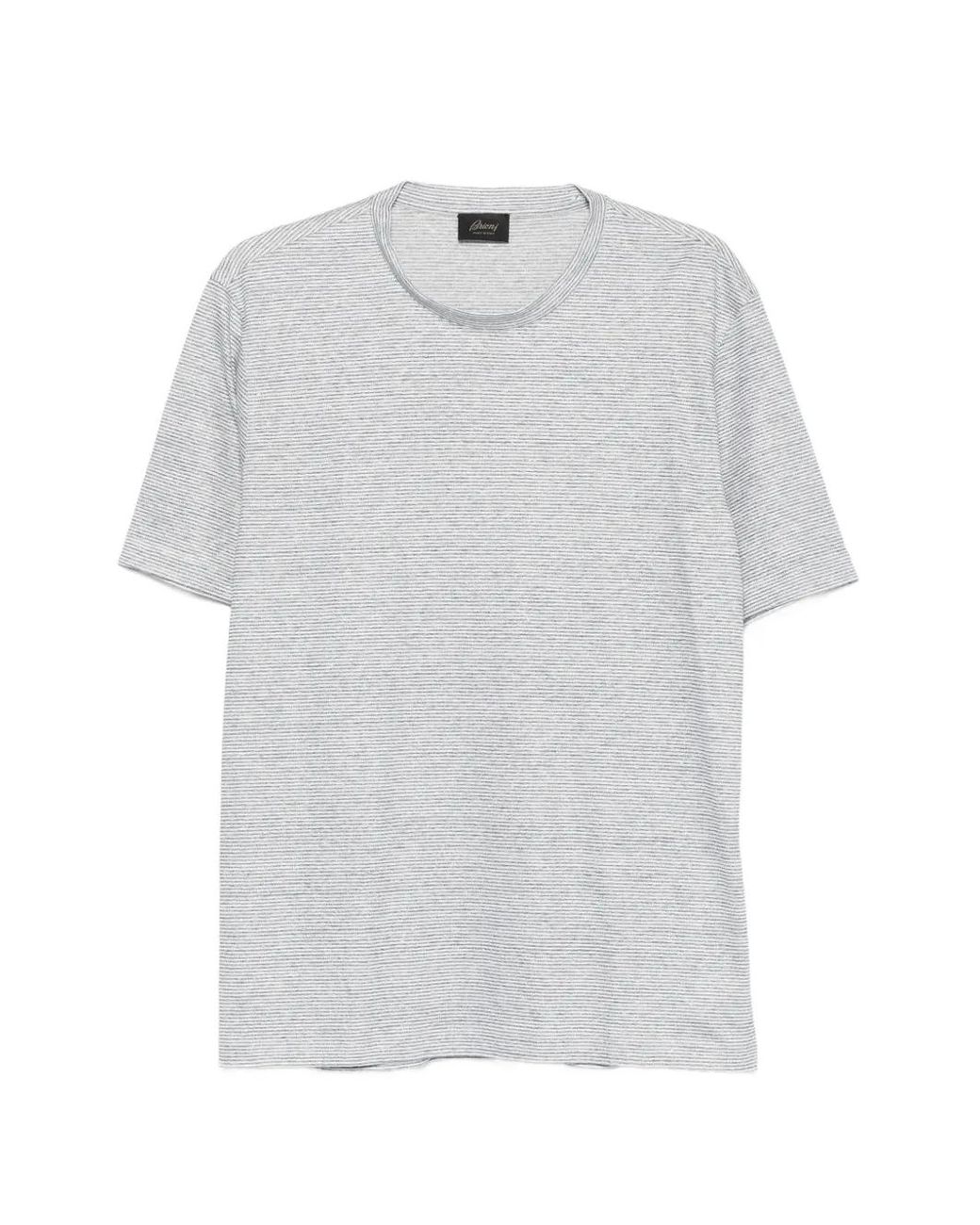 Brioni White Striped T-Shirt for men