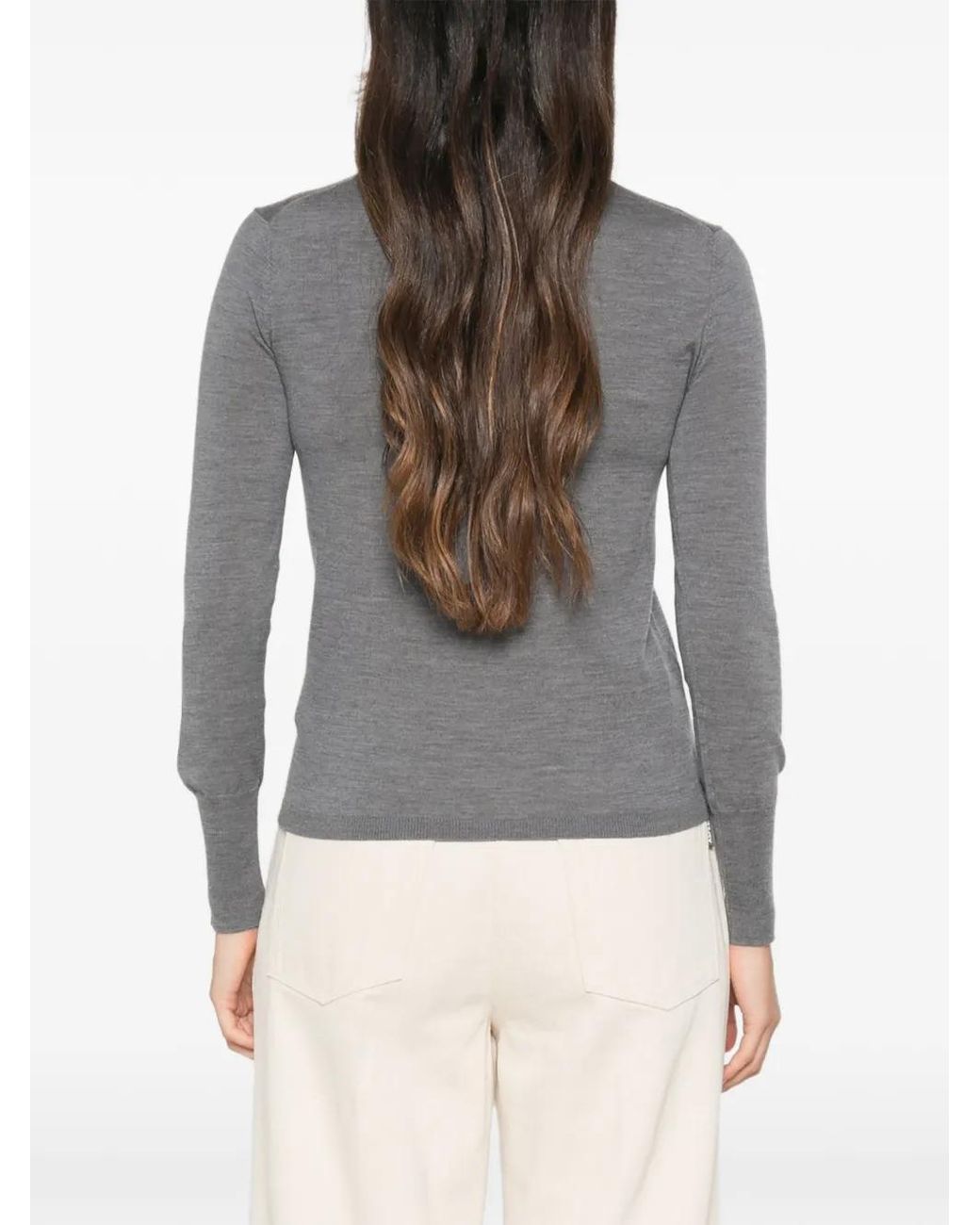 Aspesi Gray Crew-Neck Long-Sleeve Sweater