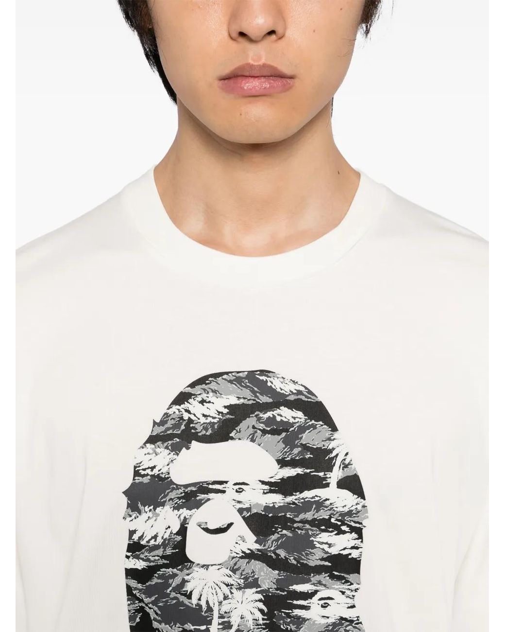 A Bathing Ape White Logo-Printed T-Shirt for men