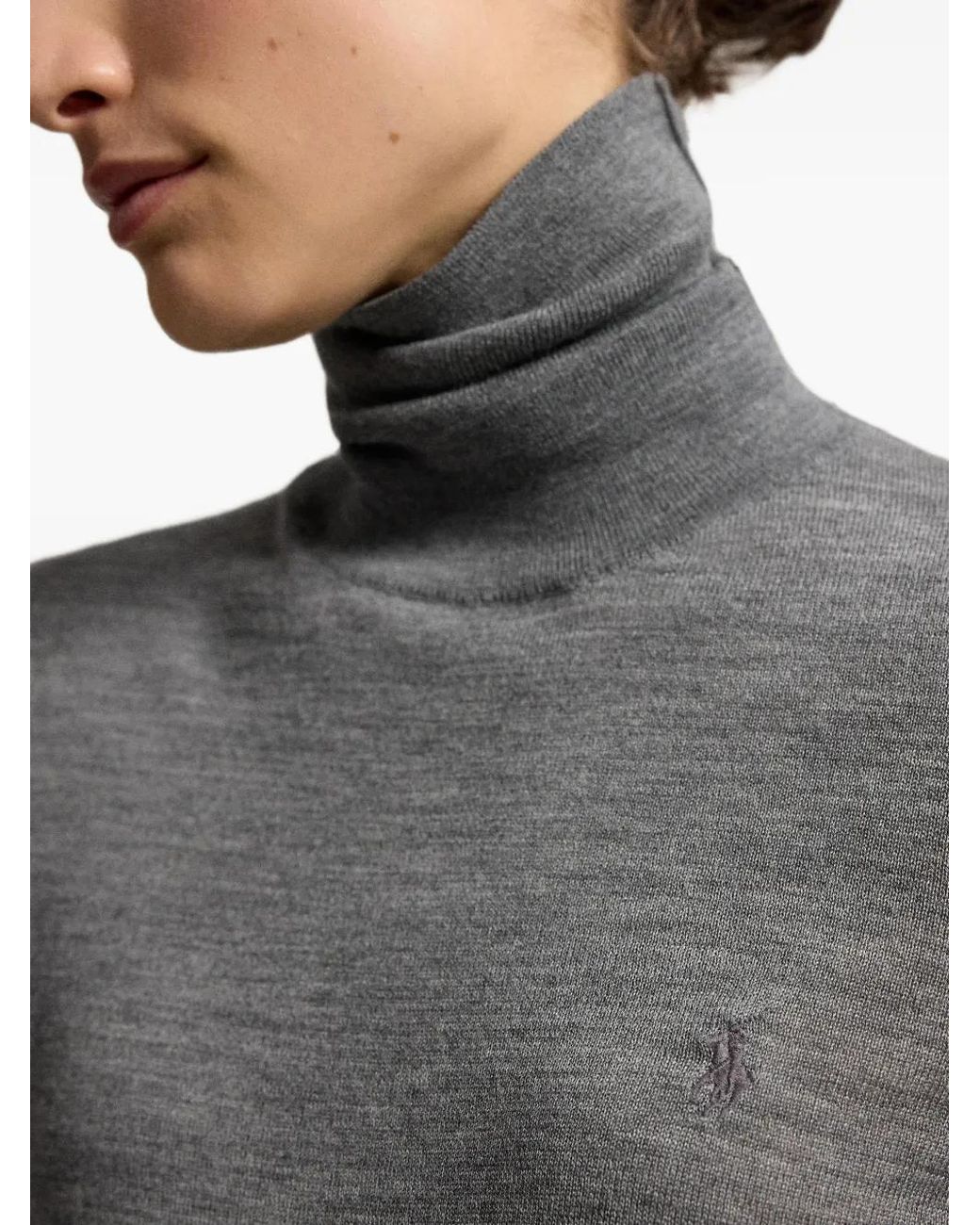 Polo Ralph Lauren Gray Roll-Neck Wool Sweater