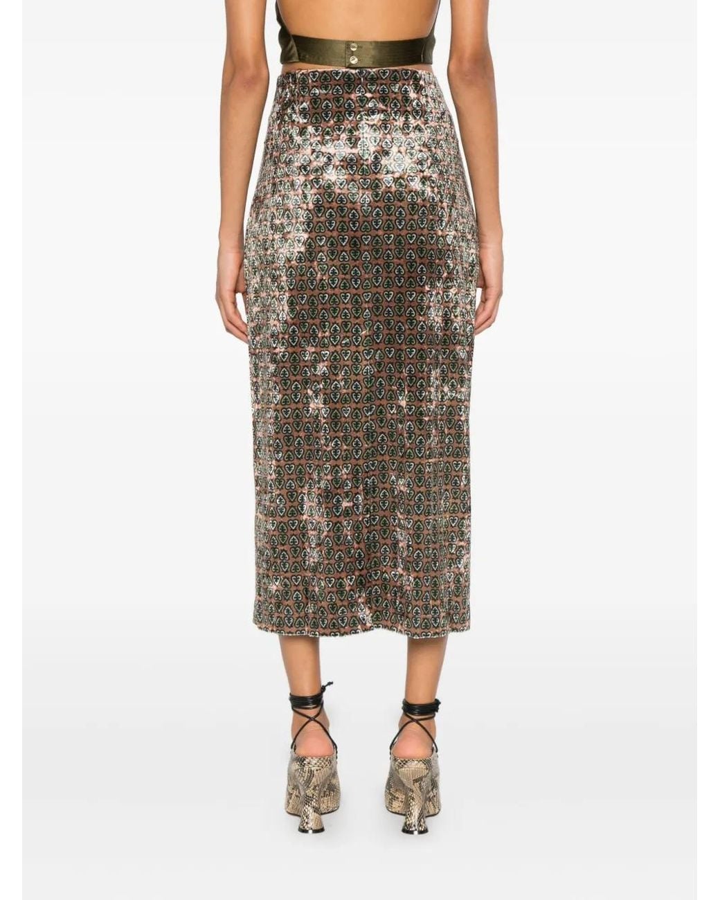 Pierre Louis Mascia Gray Patterned Skirt