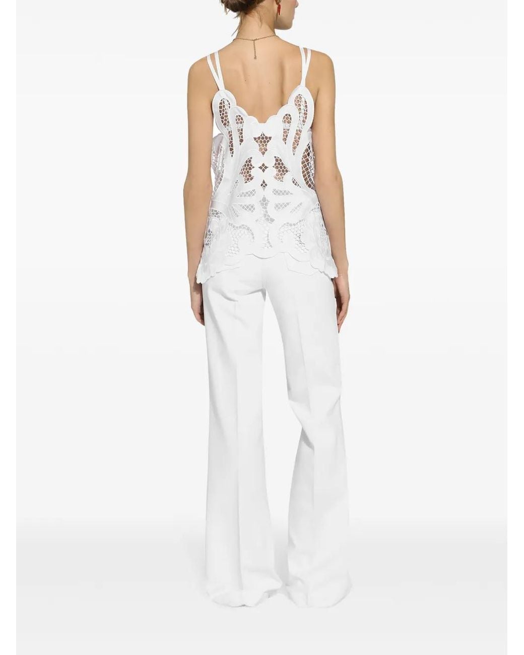 Dolce & Gabbana White Cut-Out Detailed Cotton Top