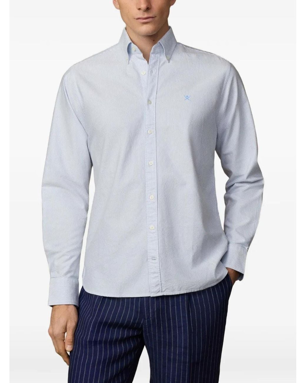 Hackett Blue Ticking-Stripe Cotton Shirt for men