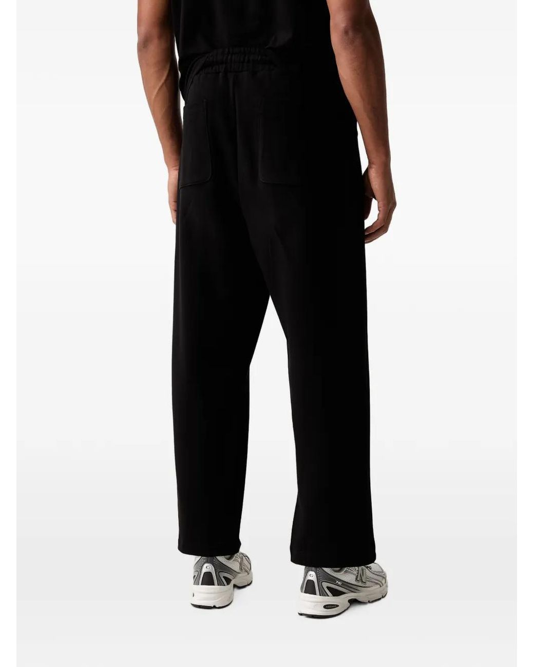 EA7 Black Logo-Patch Track Pants for men