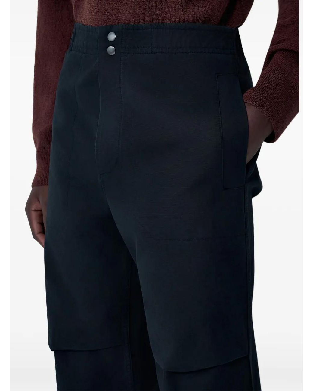 MHL by Margaret Howell Blue Press Stud Elasticated Trousers for men
