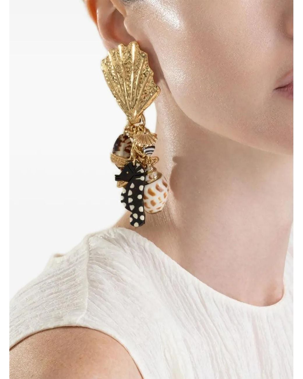 Gas Bijoux Metallic Shellita Beach Charm Earrings