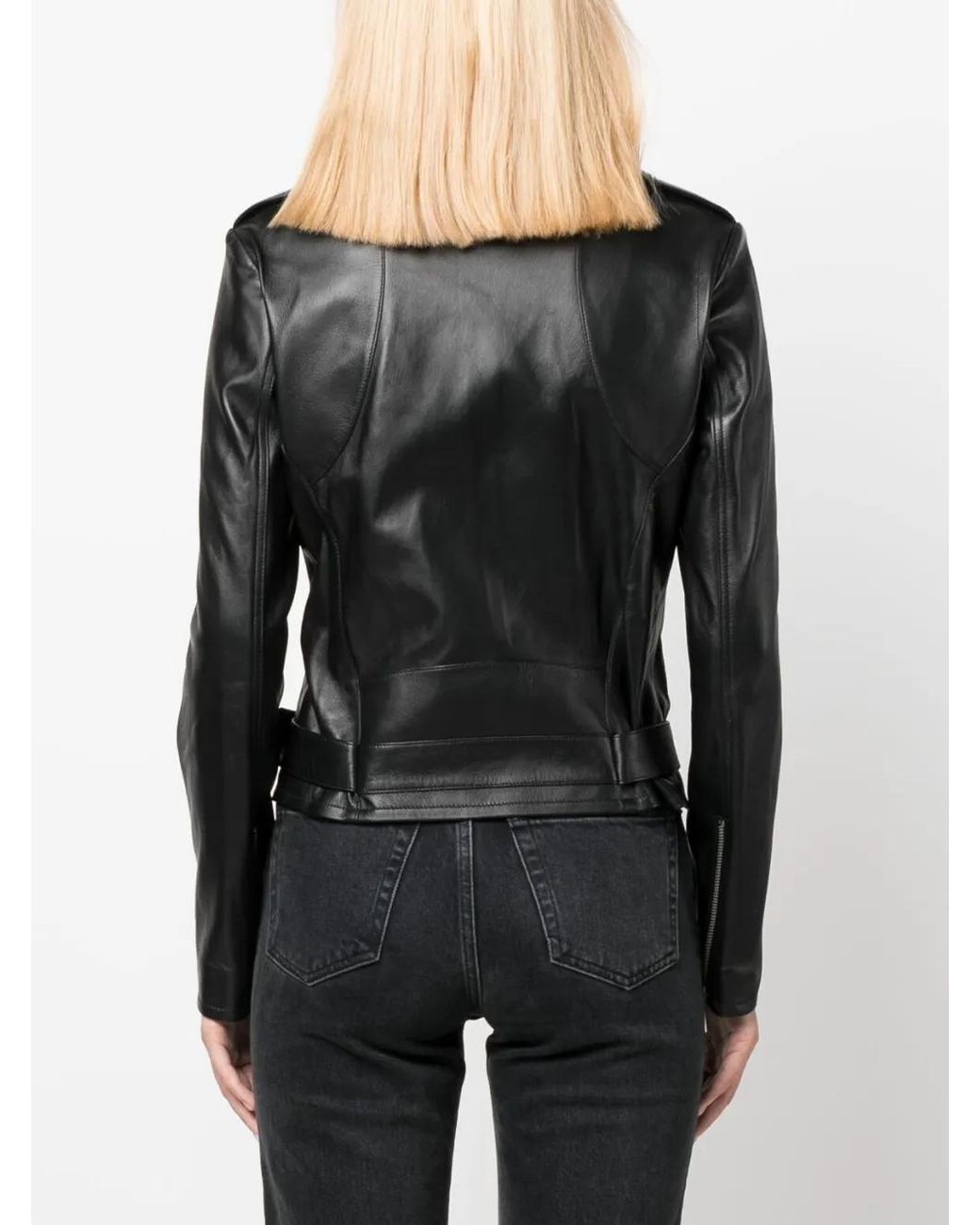 Arma Black Zip-Up Leather Biker Jacket