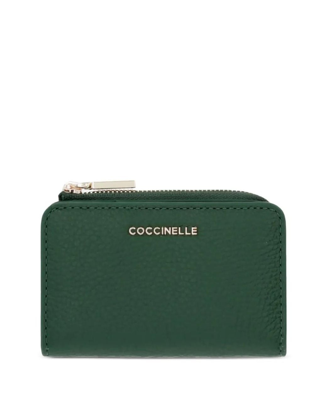 Coccinelle Green Logo-Plaque Pebbled-Leather Wallet for men