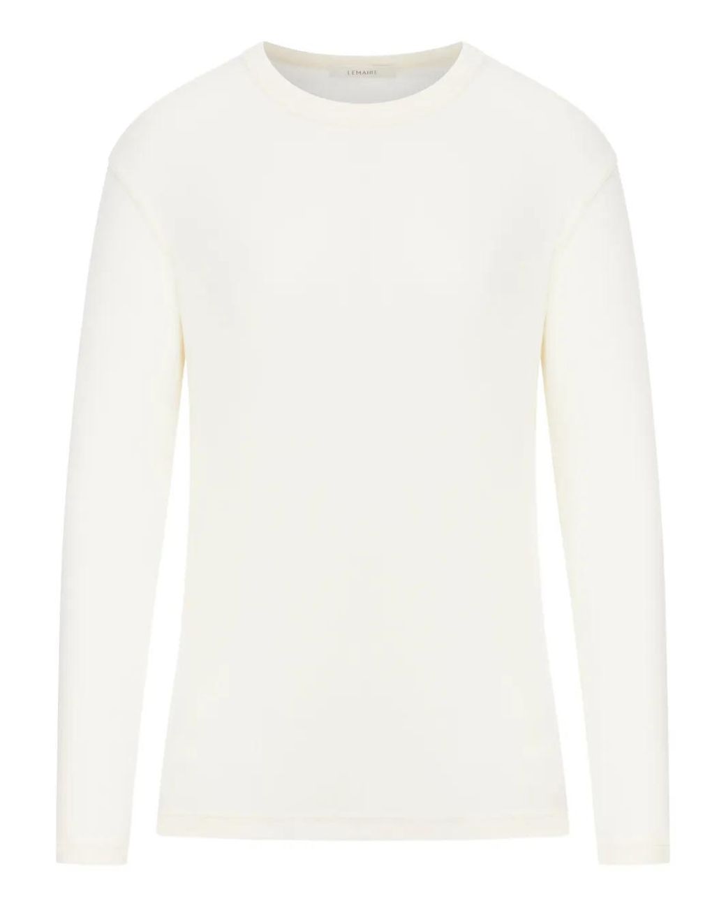 Lemaire White Long-Sleeved Ribbed Crewneck T-Shirt