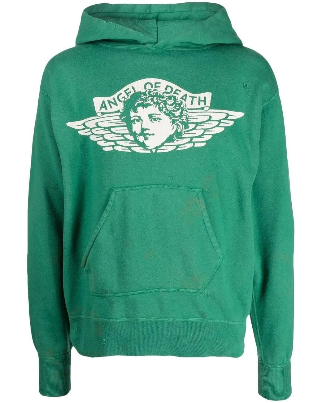 SAINT Mxxxxxx Green Angel Of Death Cotton Hoodie for men