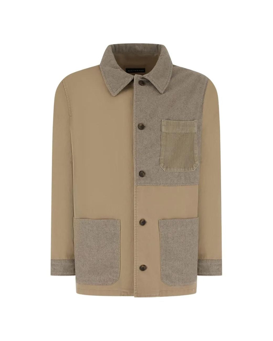 White Sand Natural Patchwork Shirt Jacket for men
