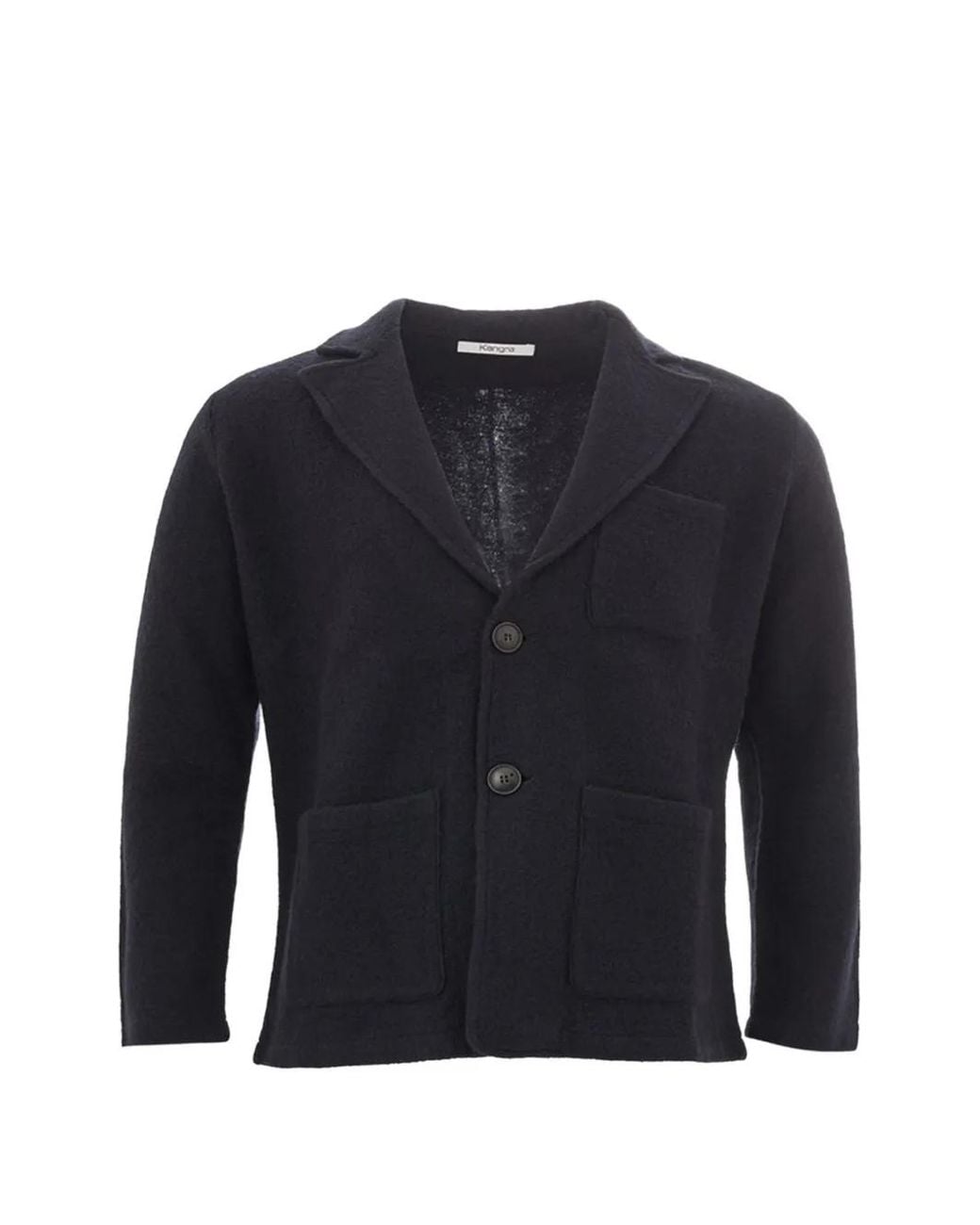Kangra Blue Notched-Collar Patch-Pocket Cardigan for men